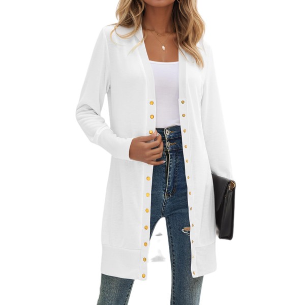 Halife Womens Cardigan Knit Solid Color Long Sleeve Open Front