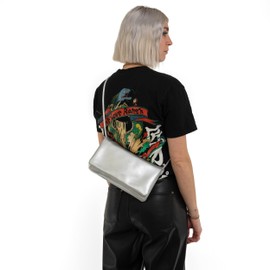 Expatrié Juliette Women's Shoulder Bag, Stylish Clutch Bag for Wedding, Party & Leisure, 2-in-1 Small Handbag, Crossbody Bag for Women, Adjustable Shoulder Strap, silver