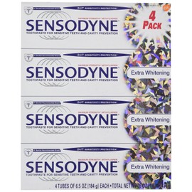 Sensodyne Extra Whitening Fluoride Toothpaste for Sensitive Teeth, 4 ct, 26 Oz