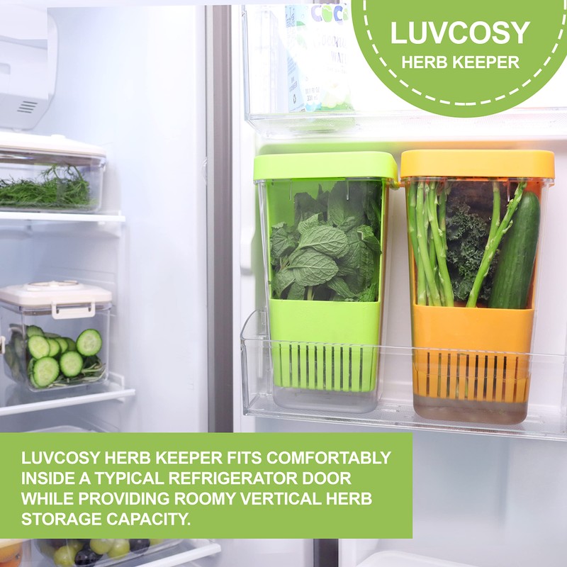 LUVCOSY Fresh Herb Keeper for Refrigerator, Clear BPA-Free Herb Saver,
