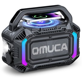 OMUCA Speakers Bluetooth Wireless, 100W Portable Bluetooth Speaker with Bass, IPX7 Waterproof & Floatable, 20H Playtime, RGB Light, Loud Speakers with TWS for Work, Outdoor, Garage(Black)