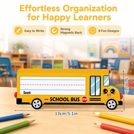 Meetory Magnetic Name Tags - 48PCS Reusable Dry Erase Magnetic Labels Name Tags for School Bus Locker Classroom Desks Whiteboard Office Supplies