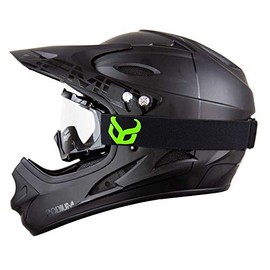Demon United Podium Black/Black Full Face Mountain Bike Helmet- BMX Helmet- with Demon Viper MTB Goggles- 3 Goggle Color Options Available (Black Goggle Frame, XLarge)