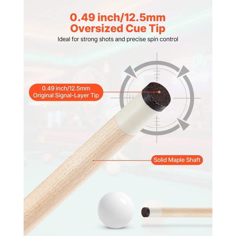 Professional 4-Piece 58-Inch Canadian Maple Wood Pool Cue Stick ABS