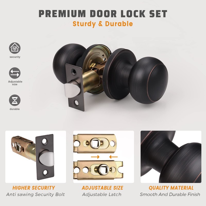 KNOBWELL 4 Pack Oil Rubbed Bronze Interior Door Knobs for