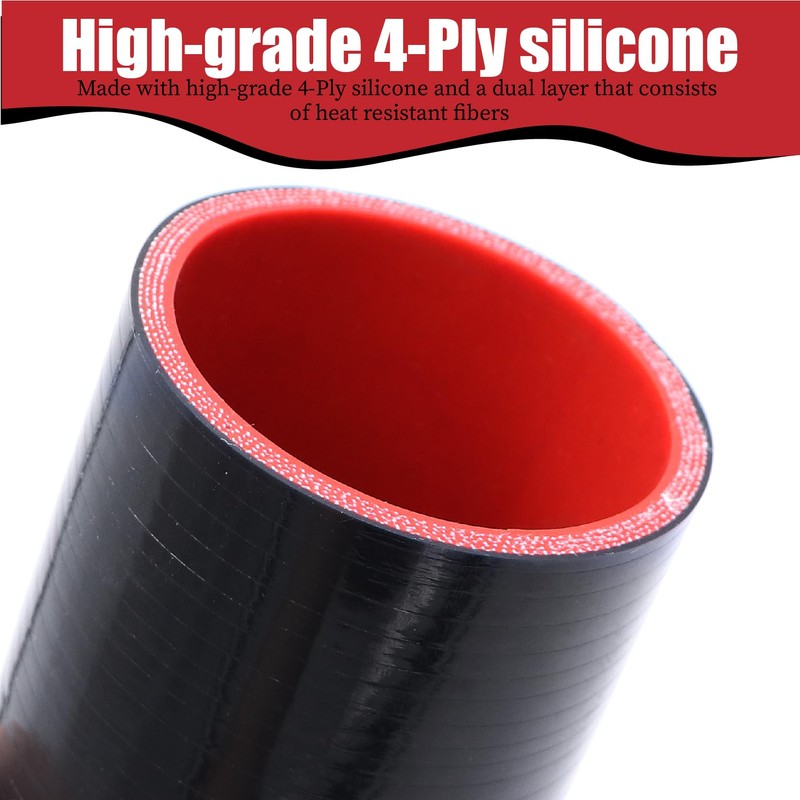 Fuzbaxy 2.5" ID Straight Silicone Hose Coupler, High Temp 4-Ply