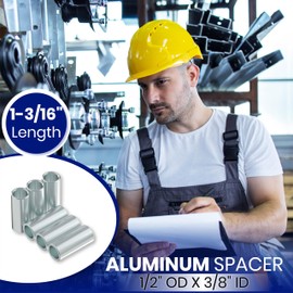 Aluminum Spacer - 5/8" OD x 0.4" ID - Unthreaded Round Standoff Bushing, Precision Metal Spacer, Plain Finish, Durable T-6061 Aluminum for 0.4" or M10 Screws/Bolts, 1-3/16" Length (Pack of 3)