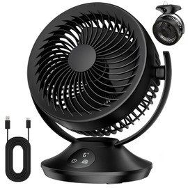 PISLIOU 12000mAh Rechargeable Desk Fan, Portable Air Circulator - 6 Speeds, Timing, 360 Tilt, 90 Oscillating, Small Quiet Cooling for Bedroom, Home Office, Outdoor, Battery Operated