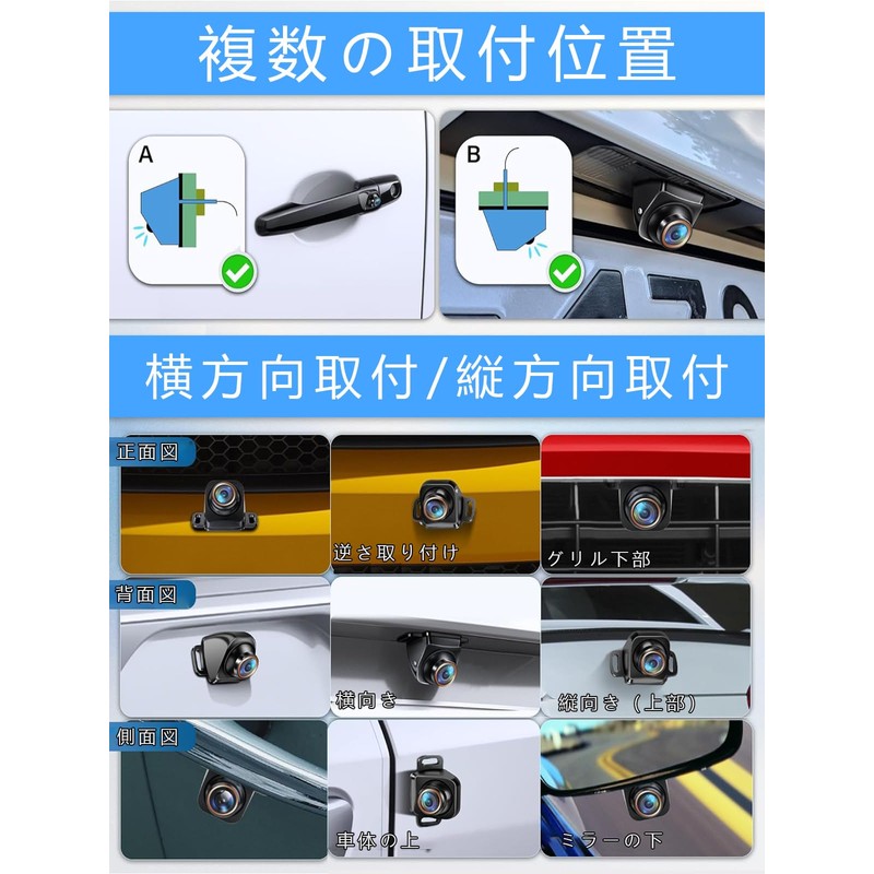 Rear Camera Car Rear Camera, 1080P, 4-Pin Connector, 360° &