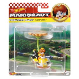 Hot Wheels Mario Kart Princess Dasiy Standard Kart with Flower Glider Toy Vehicle for Children from 3 Years in Scale 1:64 with Glider Accessories
