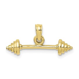 10k Yellow Gold Solid 3-Dimensional Dumbbell Charm Pendant
