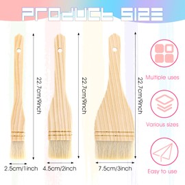 3 Pcs Hake Brushes Flat Watercolor Brushes Artist Painting Brushes Soft Sheep Hair Brushes for Ceramic Pottery Paint Painting White