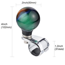 Arenbel Ball Shape Steering Wheel Knob Spinner Car Turning Assist Handle Booster Fit Most Vehicles Trucks Boats, Green and Black