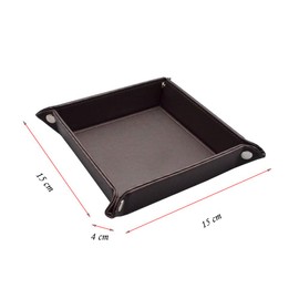 Valet Tray, PU Leather Tray Jewelry Catchall Coin Tray for Key Wallet Phone Watches Candy, Women Mens Desktop Trinket Bedside Organizer Tray Brown