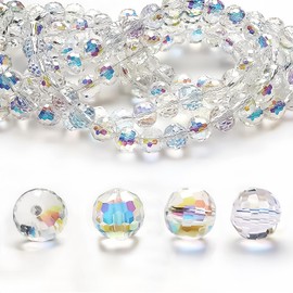 ZIJANG 100 Stücke Facettierte Glasperlen, 10 mm Glasperlen Für Armbänder, AB-Farbe Glitzer Perlen für Armbänder, Rund Facettierte-Glasperle mit Loch, für Handwerk, Armbandherstellung, Ohrringe