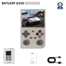 BATLEXP G350 Portable Gaming Console 3.5-inch IPS Screen Linux 64-bit WIFI Dual Joystick Motor Vibration 3200mAh - Color: Black