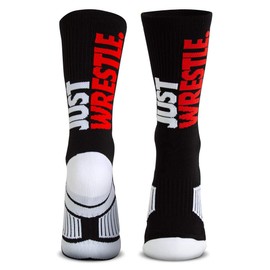 ChalkTalkSPORTS Wrestling Performance Crew Socks - Just Wrestle - Mid-Calf Socks - Youth, Black