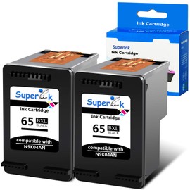 USUPERINK Remanufactured 65XL High Yield Ink Cartridge Replacement for HP 65 65XL N9K04AN Compatible with AMP 120 125 DeskJet 2620 3700 3720 Envy 5000 5032 Printer (Black, 2 Pack)