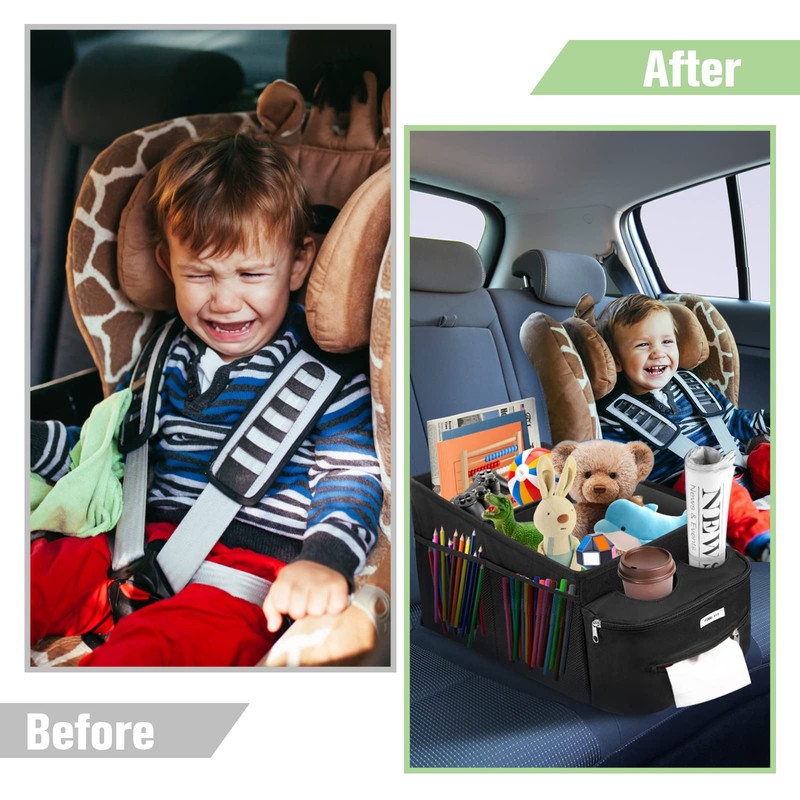 FUNNy elf Passenger Seat Organizer, Collapsible Car Storage with Partitions
