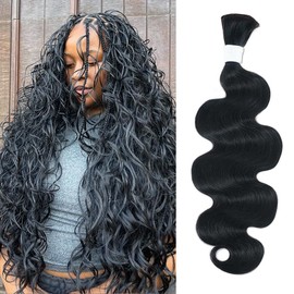 Goulus Extensiones De Cabello Humano Ondulado A Granel Para Trenzas Bohemias, Sin Trama, 100 G, Un Paquete, Cabello Humano Húmedo Y Ondulado Para Trenzas Bohemias, Color Negro Natural (61 Cm, Negro Na