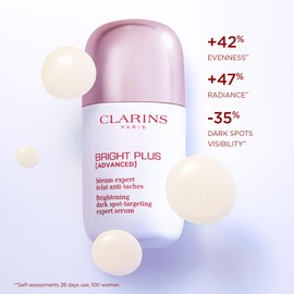 Clarins NEW Bright Plus Serum | Visibly Brightens and Boosts Radiance | Evens Skin Tone | Targets Dark Spots | Contains Vitamin C and Niacinamide | All Skin Types | 1 Fluid Ounce
