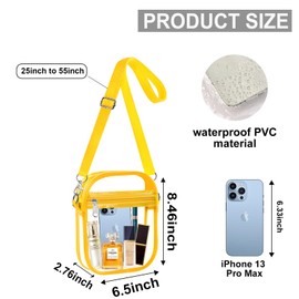 Fibrdoo Clear Crossbody Purse Bag, Clear Bag Stadium Approved with Front Pocket for Concerts Sports Festivals (Yellow-large)