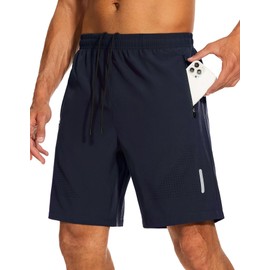 SIHOHAN Men's Sports Shorts, Quick-Drying Sports Shorts, Shorts with Zip Pocket, Suitable for Various Leisure and Sports Occasions, navy, 3 XL