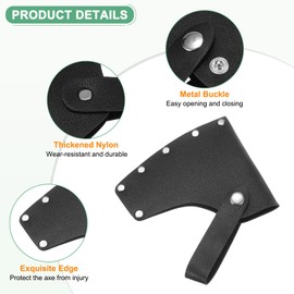 M METERXITY Hatchet Sheath, Thickened Leather Axe Sheath for 1.32LB Axe, Double Snap Axe Head Cover Portable for Outdoor Hiking/Outdoors Work Hatchet Blade Protector Hatchet Cover [Black]