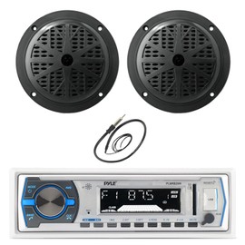 Jensen Pyle Bluetooth Marine Receiver, 2x 6.5'' 120W Black Speakers, Antenna