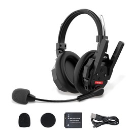 SYNCO XTALK XMAX1 Wireless Intercom Headset System, Dual-Ear 2.4GHz Communication Headset with 24H Worktime for 500M/1640FT, Wireless-Headset-Intercom-for-Teamwork