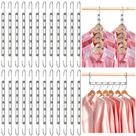 24 Pack Space Saving Hangers for Clothes Collapsible Metal Hangers Space Saving for Organization and Storage Hanger Organizer for Heavy Clothes Apartment College Dorm Room Essentials,Silver