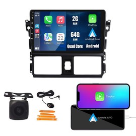 Wostoke Car CarPlay Android Auto Navigation Stereo GPS Radio Reverse Camera Display 10" IPS Touchscreen Headunit Tablet Pad Media Player for Toyota Yaris Vios 2013-2016,if Applicable Quad Core 2G+64G