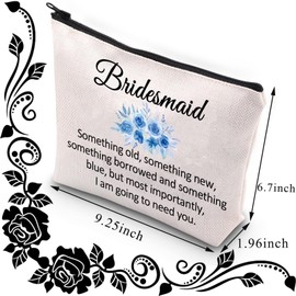 Bridesmaid Cosmetic Bag Bridesmaid Proposal Gift Something Old Something New Something Borrowed Something Blue Bridesmaid Wedding Gift (Something Bridesmaid)