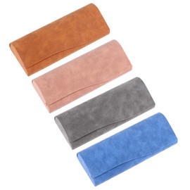 JSMTKJ Pack of 4 Hard Case Glasses Case, Leather Glasses Case, Magnetic Closure Glasses Case for Most Glasses and Sunglasses, Suitable for Men and Women, multicoloured