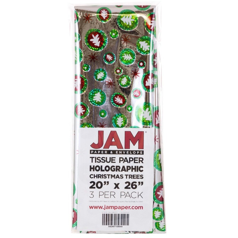 JAM PAPER Holiday Tissue Paper - Holographic Christmas Trees -