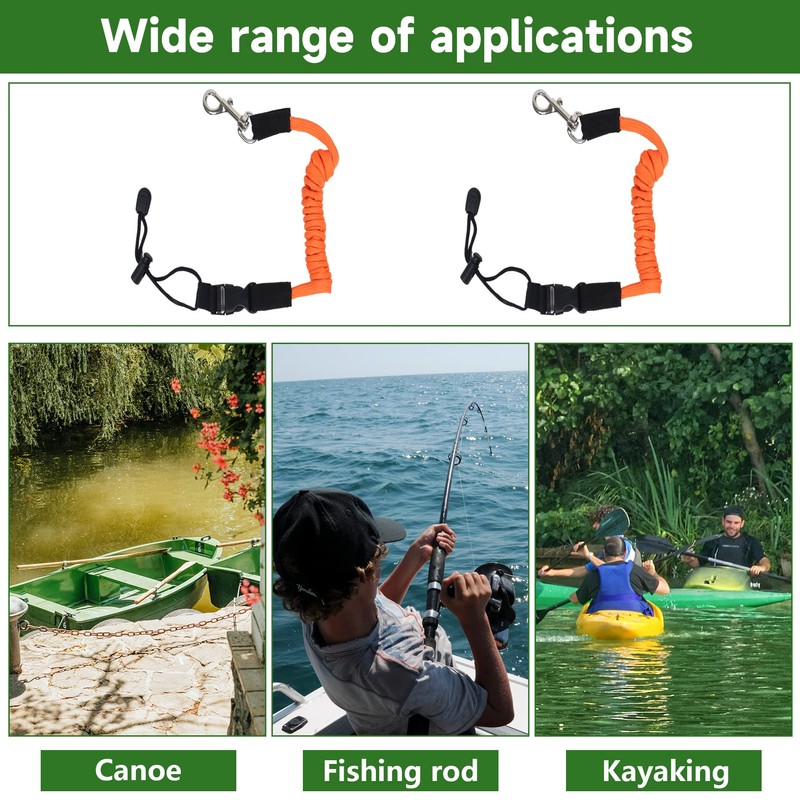 Qaziuy 2Pcak Kayak Paddle Leash, Elastic Kayak Paddle Rope with