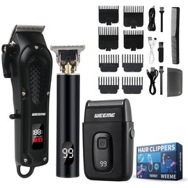 Professional Hair Clipper Set, 1 Box Rechargeable Hair Trimmer & Accessories, Digital Beard Trimmers for Men, Barber Kit, Great for Stylists Barbershop Salon Home Use, Hair Styling Tools, Barber Equipment:_Black_one-size