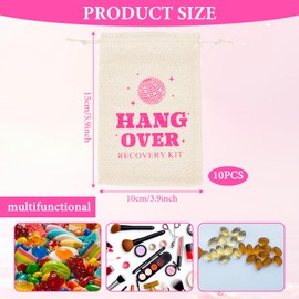 10pcs Hangover Kit Bag 10 * 15cm Bachelorette Hangover Bag Cotton Muslin, Drawstring Cuffs, Durable And Washable Suitable for Bridal Showers, Bachelorette Parties, Music Festival Travel