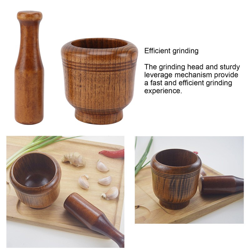 Garlic Grinder Bowl Jujube Wood Herb Crushing Bowl Multipurpose Spice