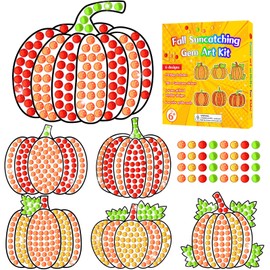 Fall Craft DIY Diamond Suncatcher Gem Gemmers Pumpkin Shape Art Crafts Suncatcher Kits for Kids, Fall Catcher Diamond Painting Kits for Kids Girls Boys
