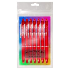 Pilot Frixion Clicker Retractable Erasable Gel Pens Fine Point (.7mm) Red Ink 7-pk; Bundle with Plastic Reusable Pouch