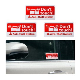 KVAEY 3 PCS Don't Touch Anti-Theft System Car Stickers, 1.6" × 3.2" Waterproof Vinyl Anti-Theft Vehicle Warning Stickers, Self Adhesive UV Resistent GPS Tracker Decals for Car Windows Door (Red+White)