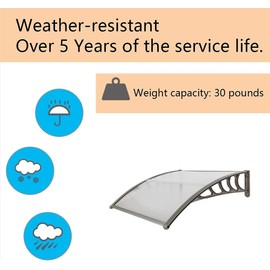 VERYKE Modern 40'' x 32'' Door Awning with UV, Rain & Snow Protection, Grey & Silver, For Homeowners & Businesses