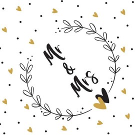 AvanCarte Serviettes Wedding Mr Mrs Hearts Circle Pack of 20 3-Ply 33 x 33 cm