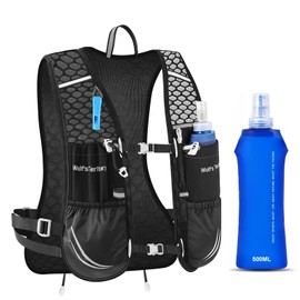 JUOIFIP Running Vest for Men and Women, Reflective Running Vest with 500 ml Water Bottle, Adjustable Chest Straps, Running Backpack for Running, Jogging, Cycling, Trails, Marathons