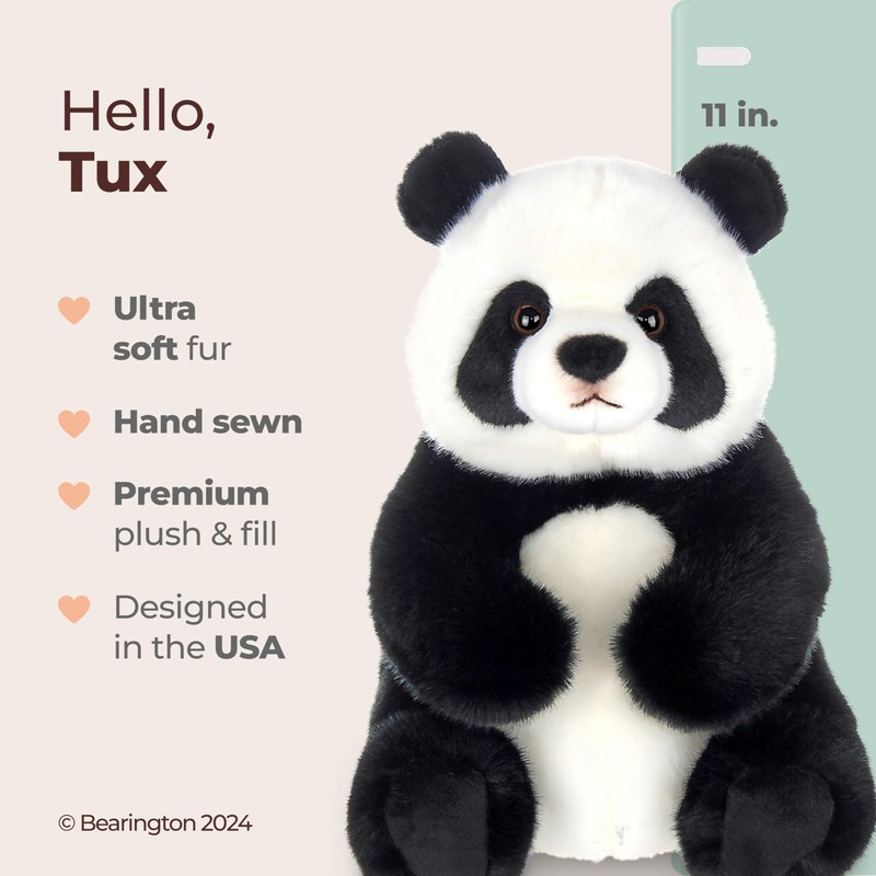 Bearington Tux Panda Stuffed Animal - 11" Soft Plush Panda