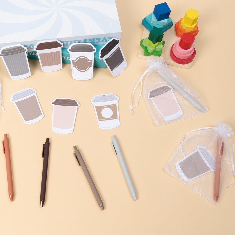 Xqumoi Coffee Cup Sticky Notes with Pen Gift Set -