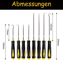 Amazleer 8Pcs Precision Pick and Hook Set, Pick Set, Tool Hooks Removal for Oil Seals, O-Rings, Gaskets Ideal for Mechanics, Automotive Work, and Wire Separation (4Pcs Long 4Pcs Short)