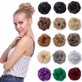 Silk-co Scrunchy Scrunchie Bun Updo Hairpiece Hair Ribbon Ponytail Extensions Messy Hair Bun Donut Chignon Medium Brown