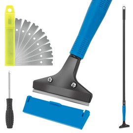 KeFanta Floor Scraper Heavy Duty, 4" Wide Razor Blade Scraper Tool with 45.7" Long Handle, 10PCS Extra Metal Blades, Scraper for Cleaning Glass Wall Gum Paint Tile Glue Linoleum Sturdy Durable